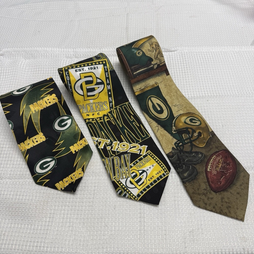 3 Green‎ Bay Packers Neckties Tie Football NFL Father Pattern Wisconsin